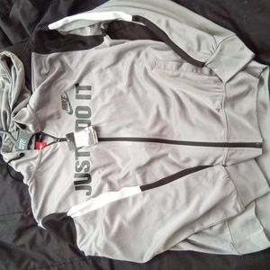 Nike zip hoodie - gray, size medium